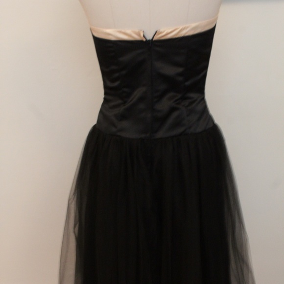 2000's Jessica McClintock 50s inspired Black and Cream Tea Length Party Dress wi - Picture 3 of 4
